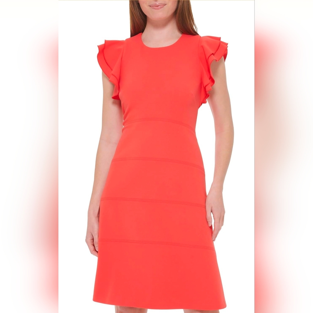 Tommy Hilfiger Coral Ruffle-Sleeve Midi Dress